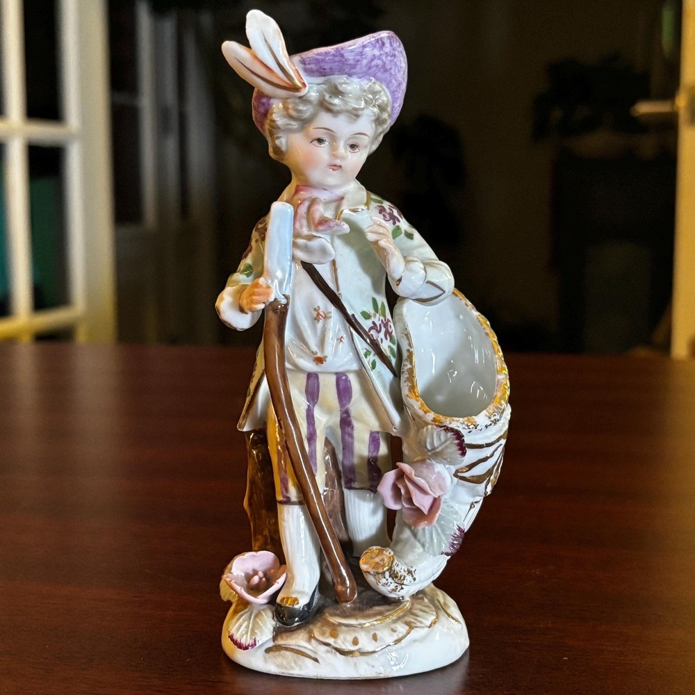 Vintage UCAGCO Japan Figurine: Ceramic Man with Vase, 1950s Collectible